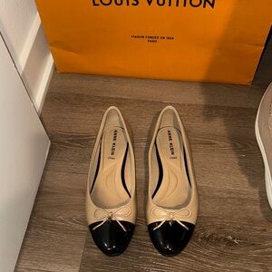 Anne Klein Black and Cream Cap-Toe ballerina Flats